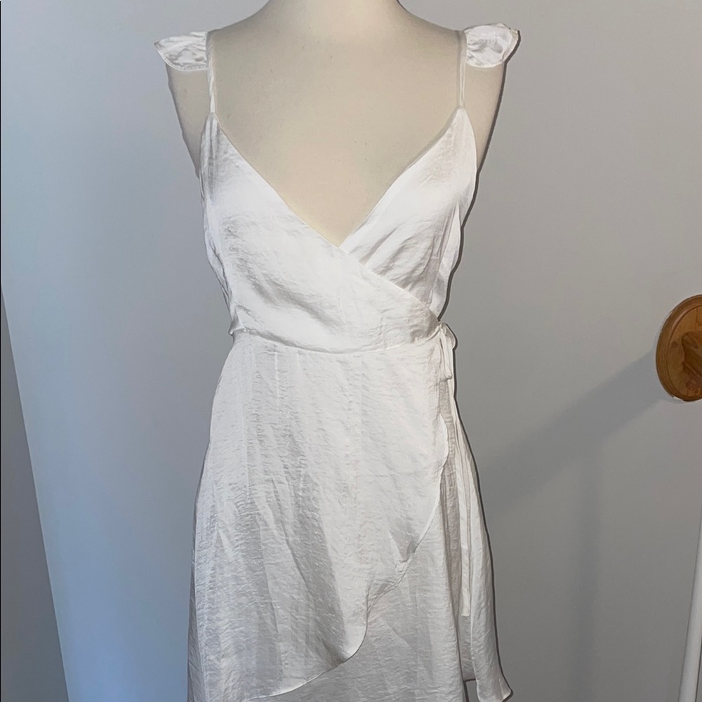 WYLDR White Asymmetrical Wrap Sundress